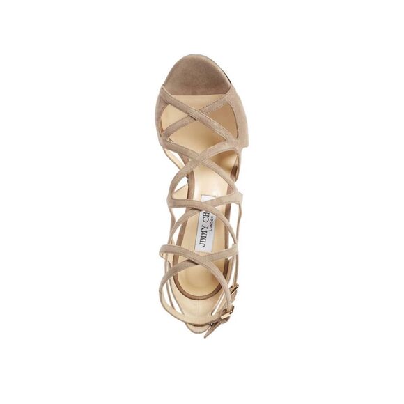 Jimmy Choo DILLAN Block Strappy Cage Block Heel Sandal Shoe Light Mocha 37 (7) - Picture 3 of 10